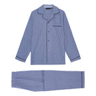 navy Light blue strips navy piping